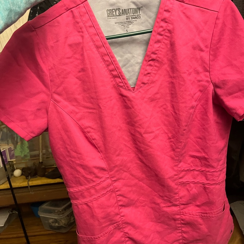 Grey's Anatomy Bright Pink V-Neck Scrub Top